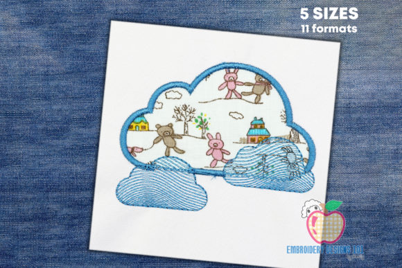 A Designer's Take on the Blue Colored Bright Clouds Embroidery File