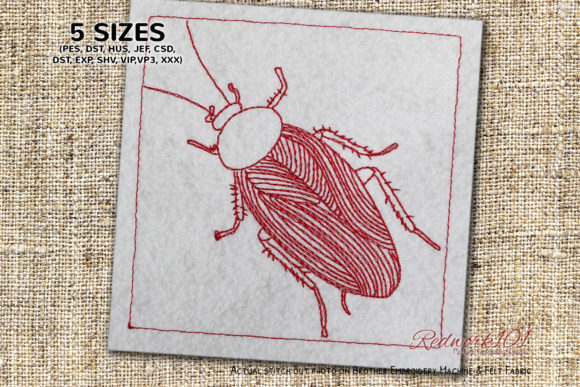 Blattodea Beetle Redwork Embroidery Design Review