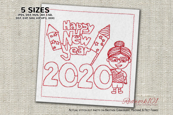 Cute Girl with Fire Crackers Redwork Embroidery Review