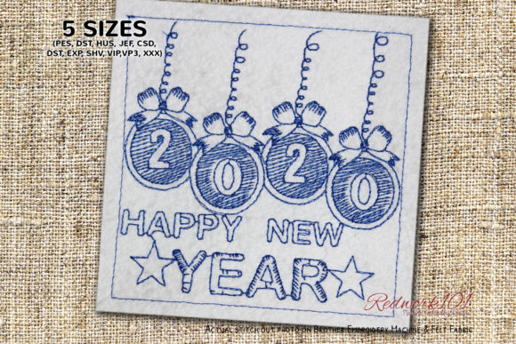 Happy New Year 2020 Wishes Redwork Embroidery Review
