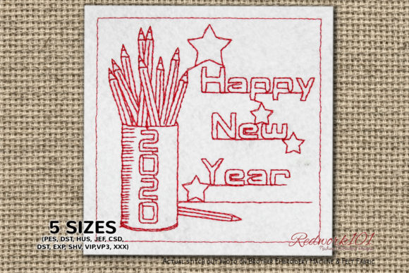Redwork Coloring Pencil Box Embroidery for Sweet Keepsakes